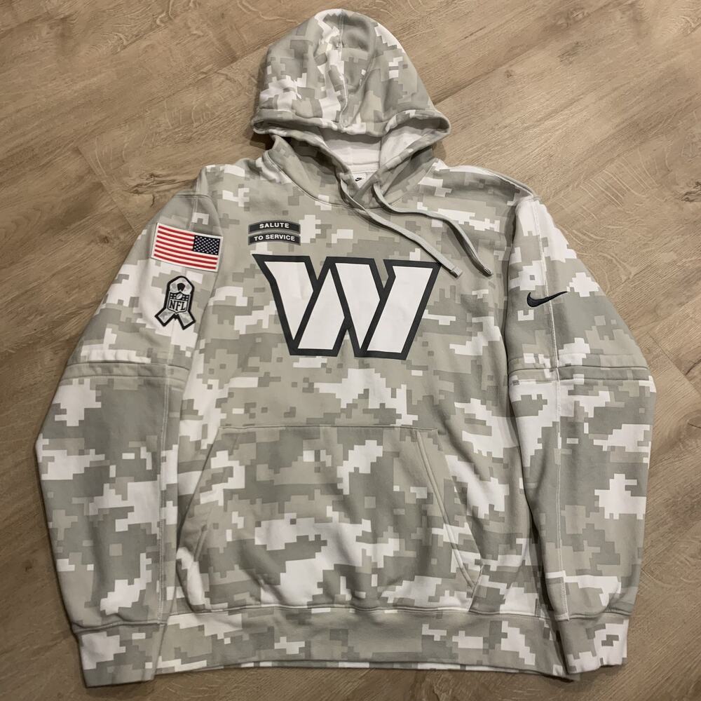 Nike NFL Washington Commanders 2024 Salute to Service Hoodie Men's XL Gray Camo